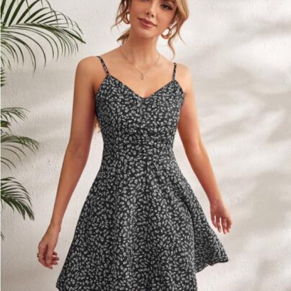 Lovely Day Black and White Floral Mini Dress